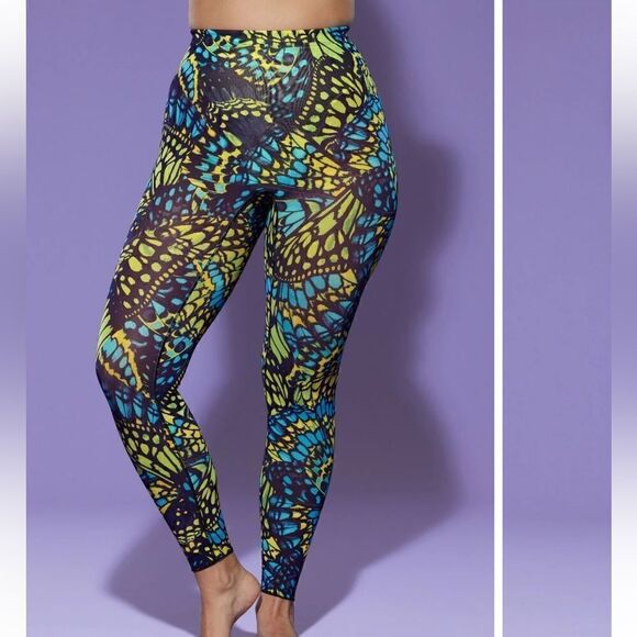 Yitty by Lizzo Mesh Me Smoothing High Waist Legging in Bright Ass Blue Buttafly - Picture 14 of 15